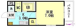 ソレイユ寺井 1Kの間取図画像