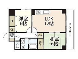 シャウエル錦 2LDKの間取図画像