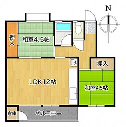 鈴が台団地分譲住宅D 2LDKの間取図画像