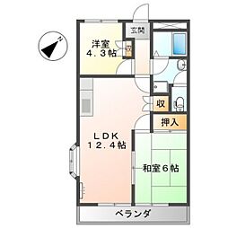 エクセレンス東野 2LDKの間取図画像
