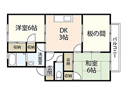 ハイカムール下温品 3DKの間取図画像