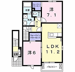 ブライトヴィラ1 2LDKの間取図画像