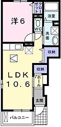 ウィステリアガーデンC 1LDKの間取図画像