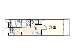 M・テラス竜王町 1Kの間取図画像