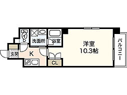 プランドール西観音 1Kの間取図画像