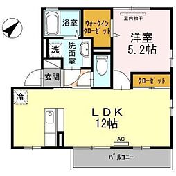 ルクプルC 1LDKの間取図画像