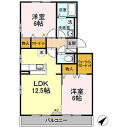 アムール祇園 2LDKの間取図画像