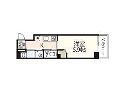 LEDOME府中 1Kの間取図画像