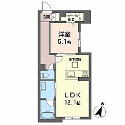 Wave 伏見 1LDKの間取図画像