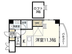 グランドポレストーネ竹屋 ワンルームの間取図画像