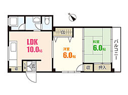 平岩ビル 2LDKの間取図画像