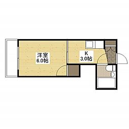 草津東ハイツ 1Kの間取図画像