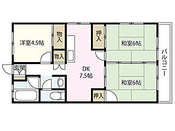 相原マンション 3DKの間取図画像