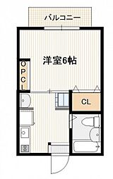 クザン 1Kの間取図画像