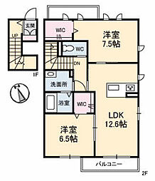アンルミエールA 2LDKの間取図画像