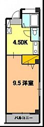 休石ビル 1DKの間取図画像