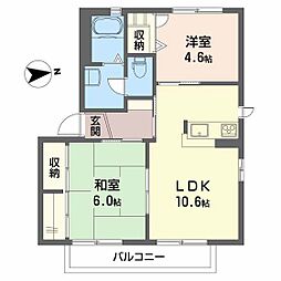 バリュージュ己斐 2LDKの間取図画像