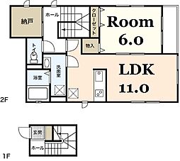 セゾン大本 1LDKの間取図画像