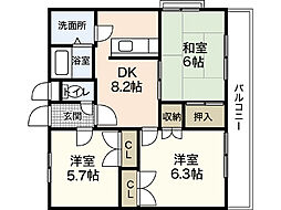 カサグランデ1 3DKの間取図画像