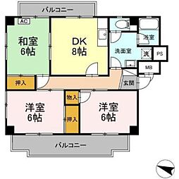 ニューグリーンF 3DKの間取図画像
