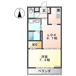 エデン 1LDKの間取図画像