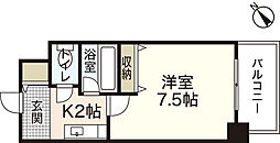 アムール祇園新橋 1Kの間取図画像