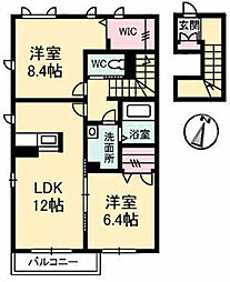 T'sハウス馬木C 2LDKの間取図画像