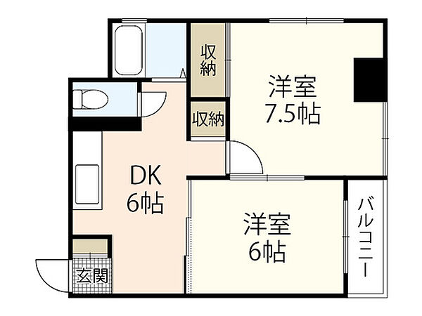 広島県広島市中区舟入南3丁目(賃貸マンション2DK・2階・41.00㎡)の写真 その2