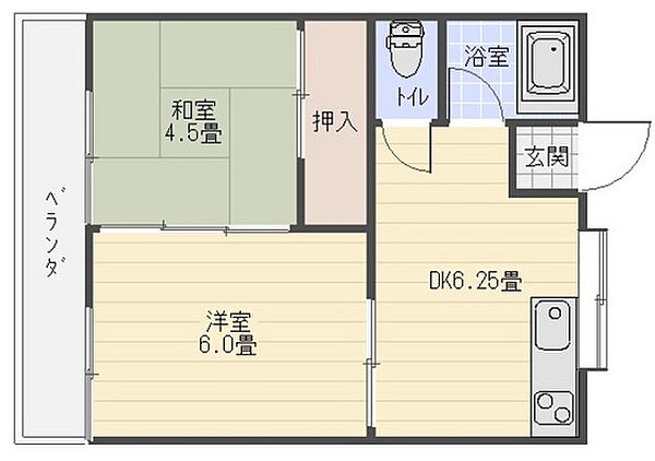 コーポ楠木 ｜広島県広島市西区楠木町4丁目(賃貸アパート2DK・1階・34.78㎡)の写真 その2