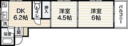メゾンドウエスト 2DKの間取図画像