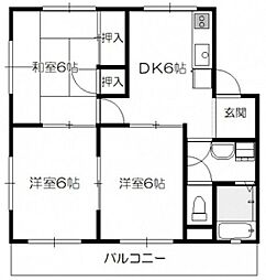 サコマンション 3階3DKの間取り