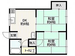 高尾アパート 2DKの間取図画像