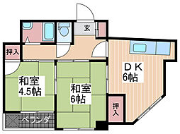 第2内藤ビル 2DKの間取図画像