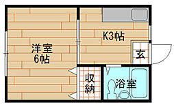 戸田ハイツ 1Kの間取図画像