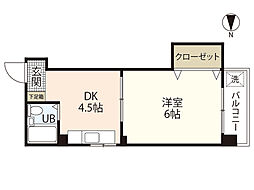 グリーンハウス 4階1DKの間取り