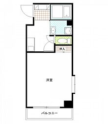 福地産業西十日市ビル 6階ワンルームの間取り