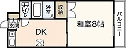 八幡ビル 1DKの間取図画像