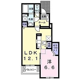 メゾン・ド・アマリリオII 1階1LDKの間取り