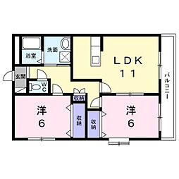 ルミエール伴丈木 2LDKの間取図画像