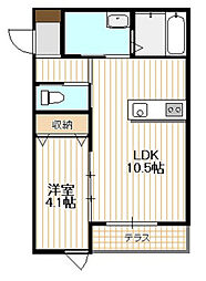 アマゾン・リリー 3階1LDKの間取り