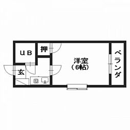 カームマンション 1Kの間取図画像