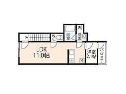 M Terrace藤垂園　壱番館 3階1LDKの間取り