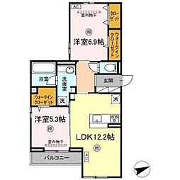 ボナール 3階2LDKの間取り