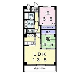 プラザ初雪Ａ−1 3階2LDKの間取り