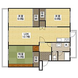 Ｋ’ｓ　Ｂ　ＫＡＩＲＯＥＮ　Ｃ棟 4階3LDKの間取り