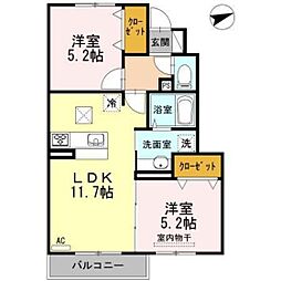 サクシードM 2LDKの間取図画像
