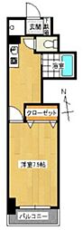 横田第二ビル 1Kの間取図画像