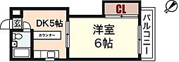 迫マンション 1DKの間取図画像