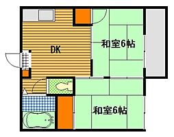 コーポ中野 2DKの間取図画像