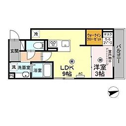 カーサ三筋 1LDKの間取図画像